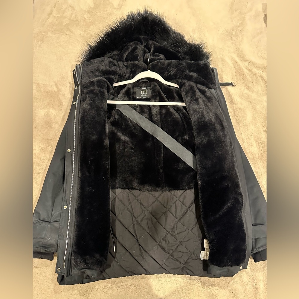 Zara Black Faux Fur Hooded Jacket